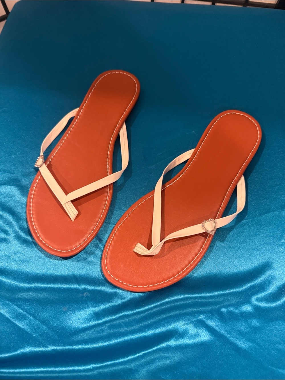 Women’s Brown Footbed Sandals with Cream Straps